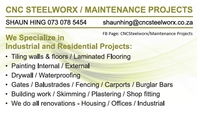 Contractors CNCSteelworx/Maintenance Projects in Cape Town WC